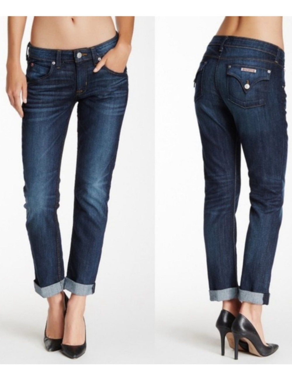 Hudson Bacara Straight Flood Cuff Jeans Geno Wash Low Rise Flap Pocket 29
